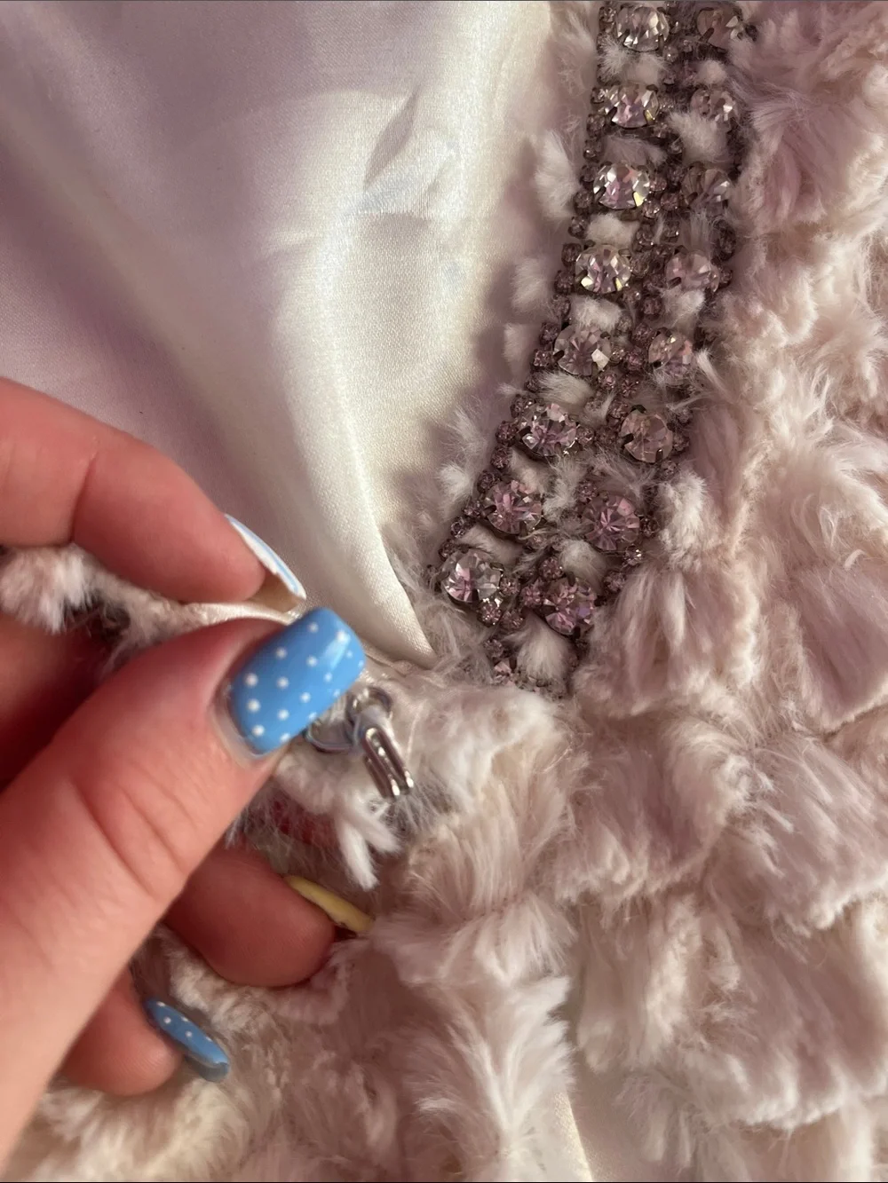 Haani Embellished Faux Fur Cropped Jacket